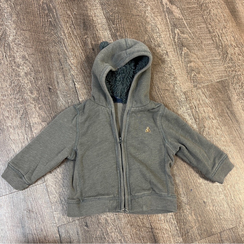 babyGAP Dark Olive Zip-Up with Bear Ears
